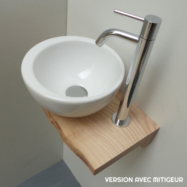 Lave-mains bol blanc Wood Frêne