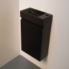 Petit meuble et lave mains noir à suspendre au mur profondeur 17.5 cm
