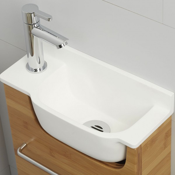 Très petit meuble WC en bois massif avec lave main Ello