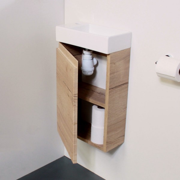 Meuble WC pour petit espace avec lave-mains Léo blanc